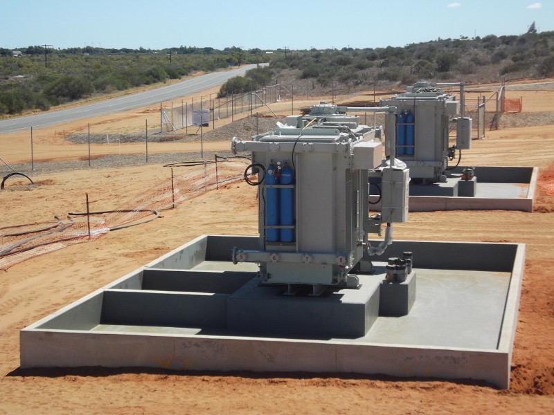 Power Transformers positioned, ready for Assembly